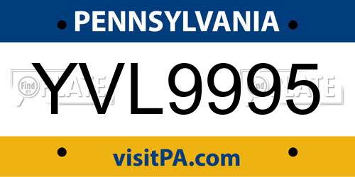 YVL9995 Pennsylvania License Plate