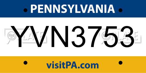 YVN3753 Pennsylvania License Plate