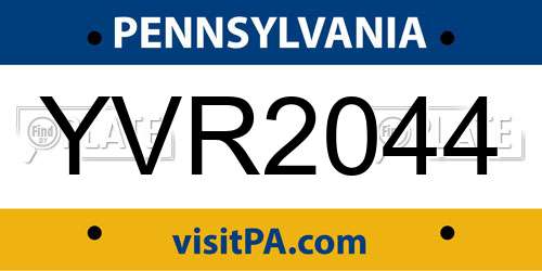 YVR2044 Pennsylvania License Plate