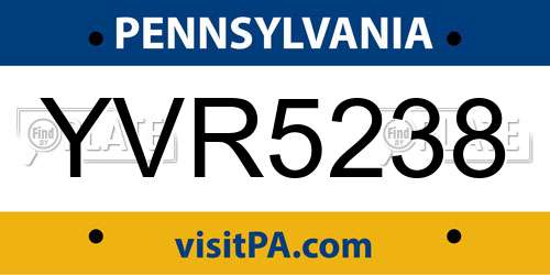 YVR5238 Pennsylvania License Plate