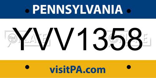 YVV1358 Pennsylvania License Plate