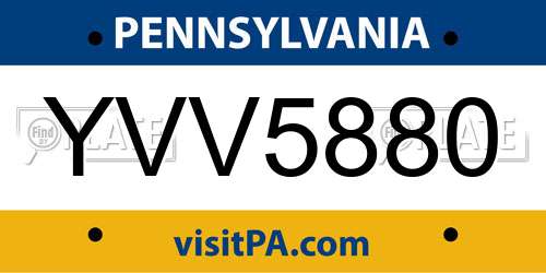 YVV5880 Pennsylvania License Plate