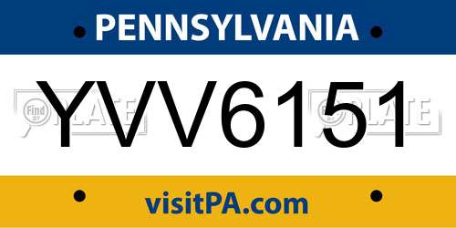 YVV6151 Pennsylvania License Plate