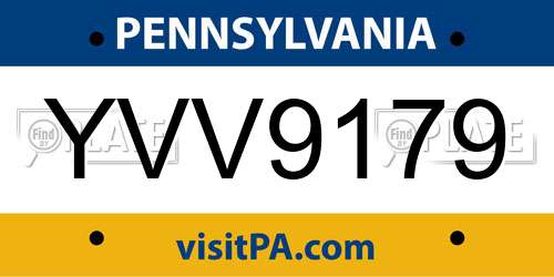 YVV9179 Pennsylvania License Plate