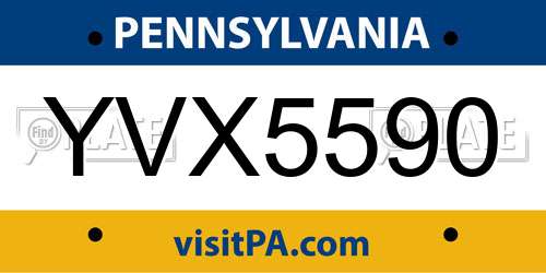 YVX5590 Pennsylvania License Plate