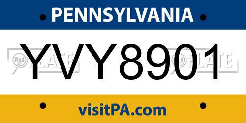 YVY8901 Pennsylvania License Plate