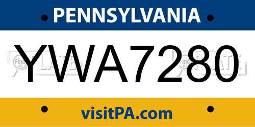 YWA7280 Pennsylvania License Plate