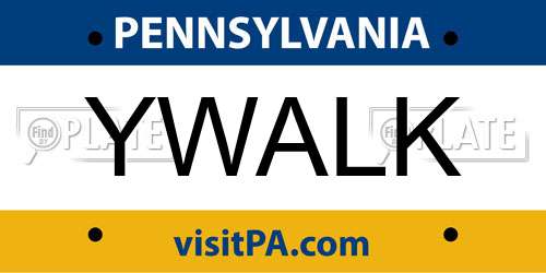 YWALK Pennsylvania License Plate