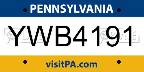 YWB4191 Pennsylvania License Plate