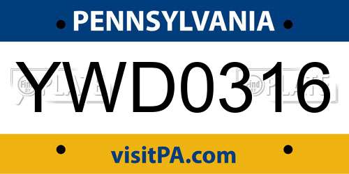 YWD0316 Pennsylvania License Plate