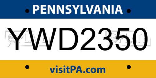 YWD2350 Pennsylvania License Plate