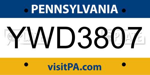YWD3807 Pennsylvania License Plate