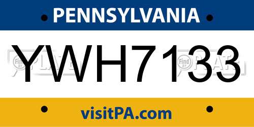 YWH7133 Pennsylvania License Plate
