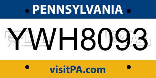 YWH8093 Pennsylvania License Plate
