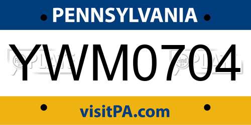 YWM0704 Pennsylvania License Plate