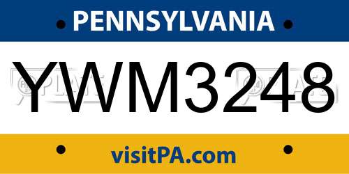 YWM3248 Pennsylvania License Plate