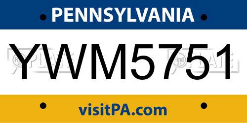 YWM5751 Pennsylvania License Plate