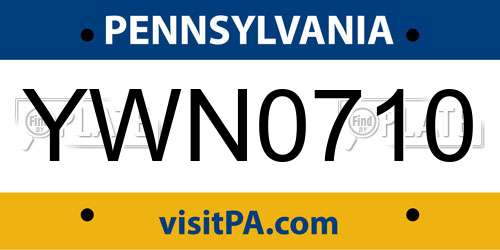 YWN0710 Pennsylvania License Plate