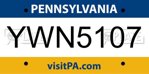 YWN5107 Pennsylvania License Plate