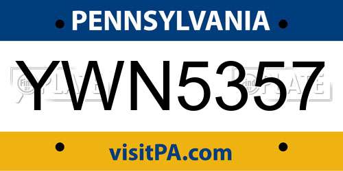 YWN5357 Pennsylvania License Plate