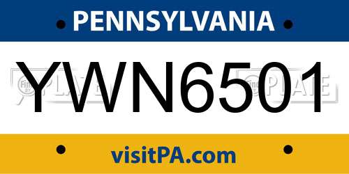 YWN6501 Pennsylvania License Plate