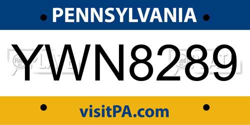 YWN8289 Pennsylvania License Plate
