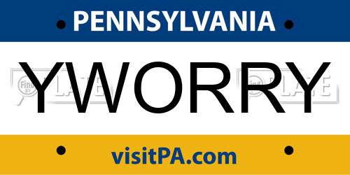 YWORRY Pennsylvania License Plate