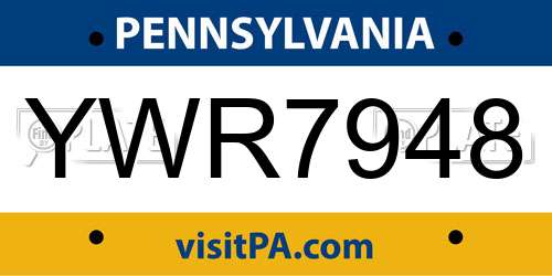 YWR7948 Pennsylvania License Plate