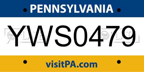 YWS0479 Pennsylvania License Plate