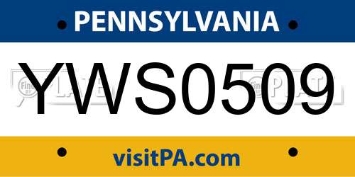 YWS0509 Pennsylvania License Plate
