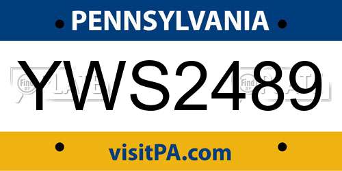 YWS2489 Pennsylvania License Plate