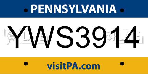 YWS3914 Pennsylvania License Plate