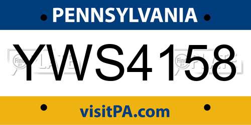 YWS4158 Pennsylvania License Plate