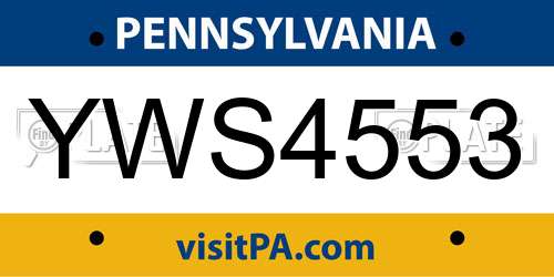 YWS4553 Pennsylvania License Plate