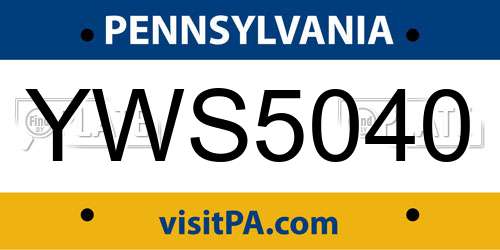YWS5040 Pennsylvania License Plate