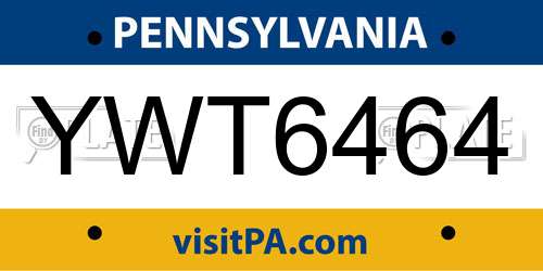 YWT6464 Pennsylvania License Plate