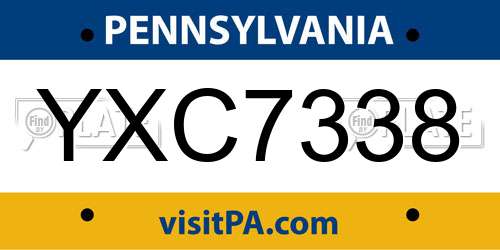 YXC7338 Pennsylvania License Plate