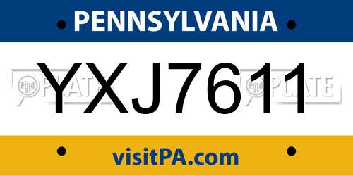 YXJ7611 Pennsylvania License Plate