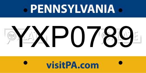YXP0789 Pennsylvania License Plate