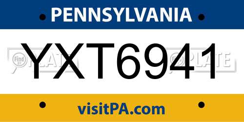 YXT6941 Pennsylvania License Plate