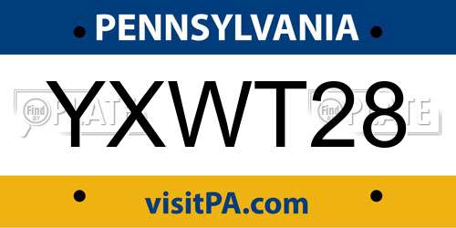YXWT28 Pennsylvania License Plate