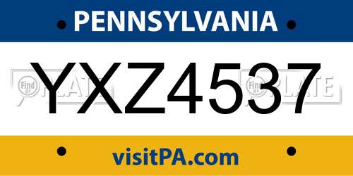 YXZ4537 Pennsylvania License Plate