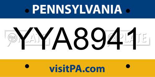 YYA8941 Pennsylvania License Plate