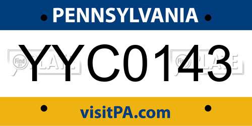 YYC0143 Pennsylvania License Plate