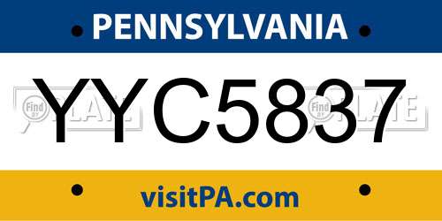 YYC5837 Pennsylvania License Plate