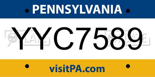 YYC7589 Pennsylvania License Plate