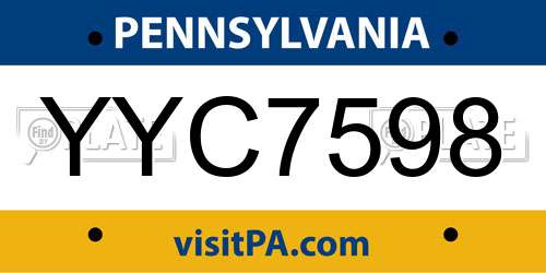 YYC7598 Pennsylvania License Plate