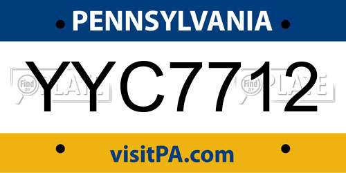 YYC7712 Pennsylvania License Plate