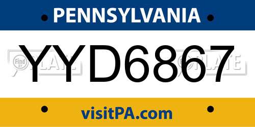 YYD6867 Pennsylvania License Plate
