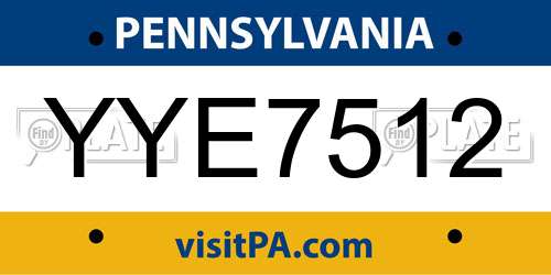 YYE7512 Pennsylvania License Plate